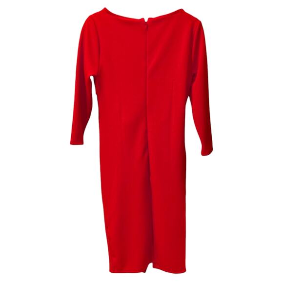 New York & Company Quarter Sleeve Back Zip Red Sheath Dress - M - Picture 3 of 11